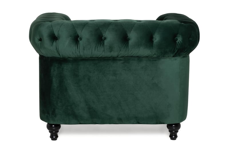 Chesterfield Lyx Stor behagelig dyp fløyelfotøyd – Fotøyd til stue - Mørkegrønn Fløyel - Møbler - Stoler - Lenestoler - Chesterfield lenestol