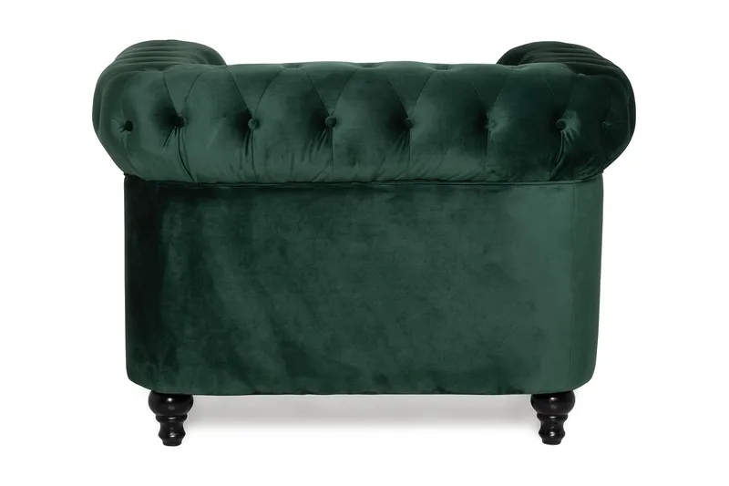 Chesterfield Lyx Stor behagelig dyp fløyelfotøyd – Fotøyd til stue - Mørkegrønn Fløyel - Møbler - Stoler - Lenestoler - Chesterfield lenestol