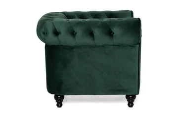 Chesterfield Lyx Stor behagelig dyp fløyelfotøyd – Fotøyd til stue - Mørkegrønn Fløyel - Møbler - Stoler - Lenestoler - Chesterfield lenestol