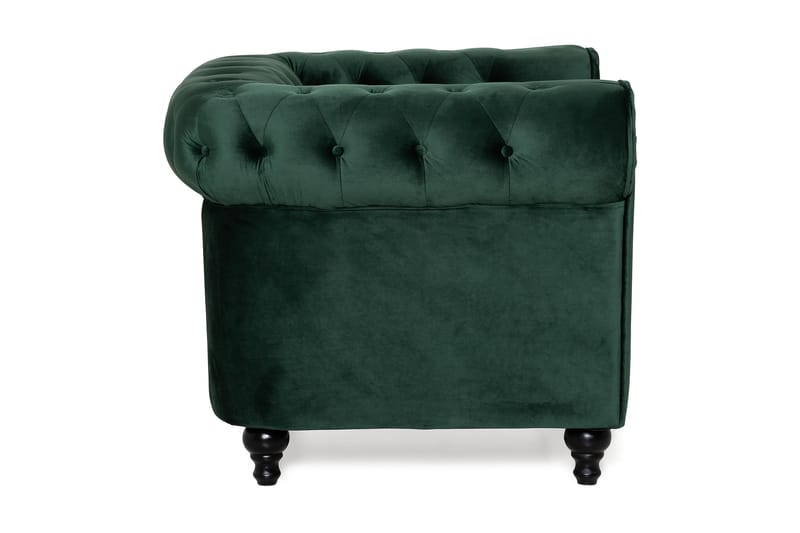 Chesterfield Lyx Stor behagelig dyp fløyelfotøyd – Fotøyd til stue - Mørkegrønn Fløyel - Møbler - Stoler - Lenestoler - Chesterfield lenestol
