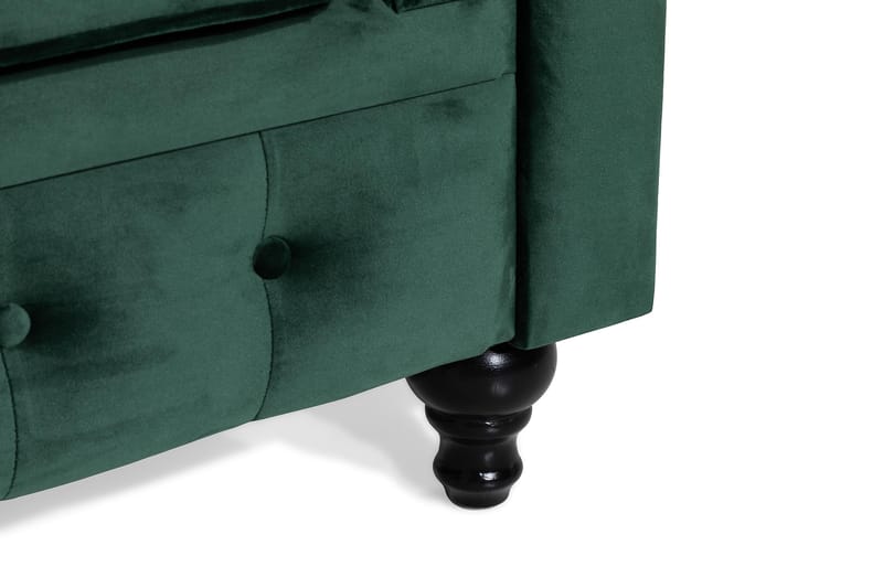 Chesterfield Lyx Stor behagelig dyp fløyelfotøyd – Fotøyd til stue - Mørkegrønn Fløyel - Møbler - Stoler - Lenestoler - Chesterfield lenestol