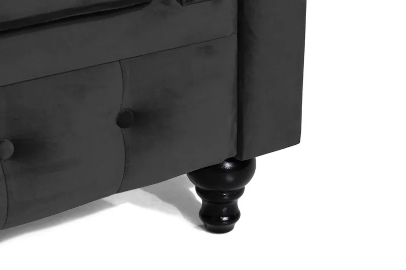 Chesterfield Lyx Stor behagelig dyp fløyelfotøyd – Fotøyd til stue - Svart Fløyel - Møbler - Stoler - Lenestoler - Chesterfield lenestol