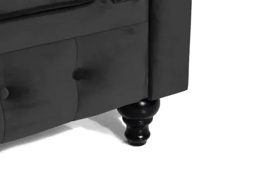 Chesterfield Lyx Stor behagelig dyp fløyelfotøyd – Fotøyd til stue - Svart Fløyel - Møbler - Stoler - Lenestoler - Chesterfield lenestol