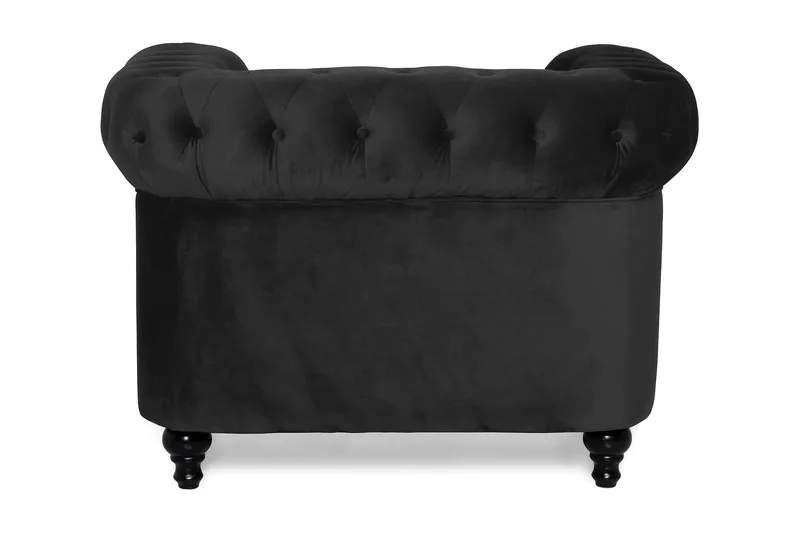 Chesterfield Lyx Stor behagelig dyp fløyelfotøyd – Fotøyd til stue - Svart Fløyel - Møbler - Stoler - Lenestoler - Chesterfield lenestol
