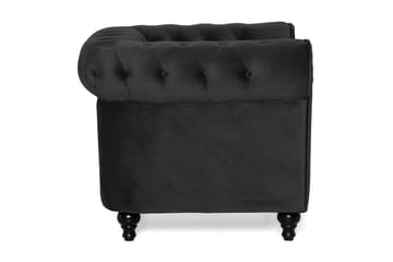 Chesterfield Lyx Stor behagelig dyp fløyelfotøyd – Fotøyd til stue - Svart Fløyel - Møbler - Stoler - Lenestoler - Chesterfield lenestol