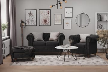 Fløyelslenestol Chester Deluxe - Svart - Møbler - Stoler - Lenestoler - Chesterfield lenestol