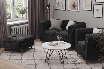 Fløyelslenestol Chester Deluxe - Svart - Møbler - Stoler - Lenestoler - Chesterfield lenestol