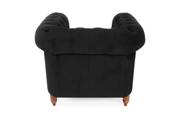 Fløyelslenestol Chester Deluxe - Svart - Møbler - Stoler - Lenestoler - Chesterfield lenestol