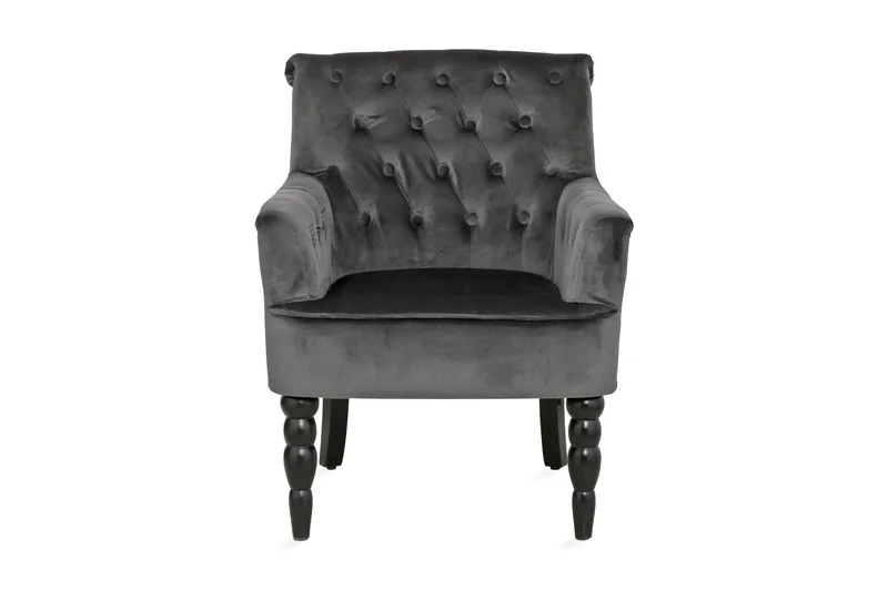 Naoki Lenestol Fløyel - Grå - Møbler - Stoler - Lenestoler - Chesterfield lenestol