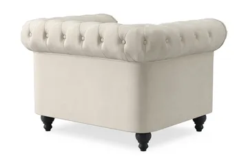 Chesterfield Lyx Stor behagelig dyp fløyelfotøyd – Fotøyd til stue - Beige Fløyel - Møbler - Stoler - Lenestoler - Chesterfield lenestol