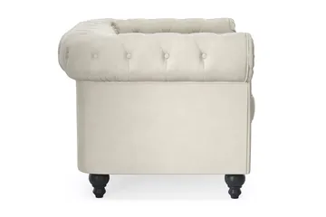 Chesterfield Lyx Stor behagelig dyp fløyelfotøyd – Fotøyd til stue - Beige Fløyel - Møbler - Stoler - Lenestoler - Chesterfield lenestol