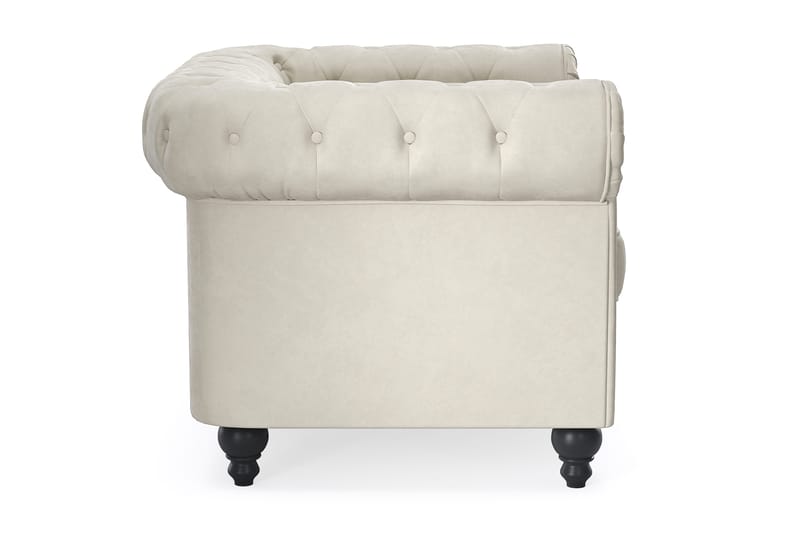 Chesterfield Lyx Stor behagelig dyp fløyelfotøyd – Fotøyd til stue - Beige Fløyel - Møbler - Stoler - Lenestoler - Chesterfield lenestol