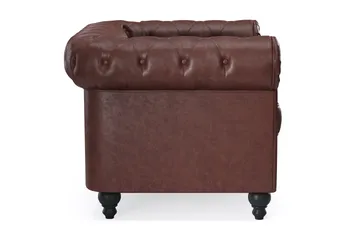 Chesterfield Lyx Stor behagelig dyp fotøyd i kunstskinn til stue - Mørk brun PU - Møbler - Stoler - Lenestoler - Chesterfield lenestol