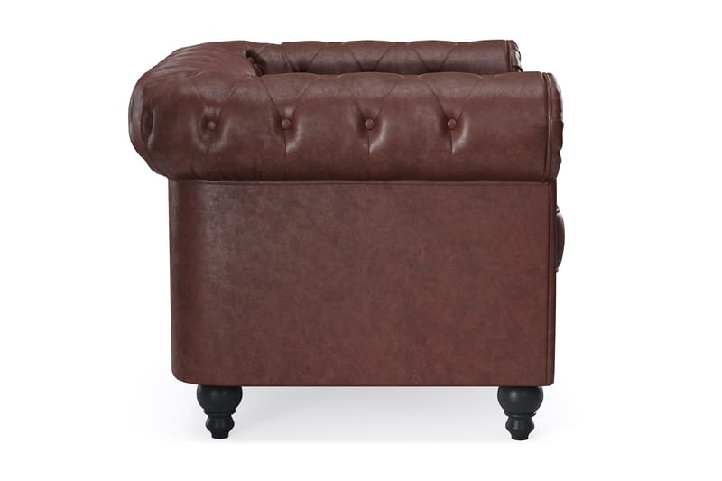 Chesterfield Lyx Stor behagelig dyp fotøyd i kunstskinn til stue - Mørk brun PU - Møbler - Stoler - Lenestoler - Chesterfield lenestol