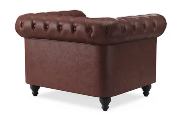 Chesterfield Lyx Stor behagelig dyp fotøyd i kunstskinn til stue - Mørkebrun - Møbler - Stoler - Lenestoler - Chesterfield lenestol