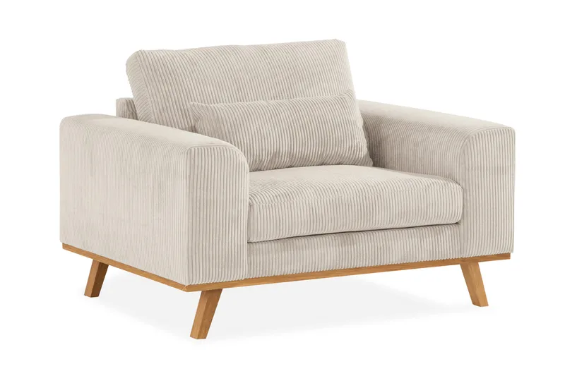 Copenhagen Lenestol i Kordfløyel med Treben, Beige
