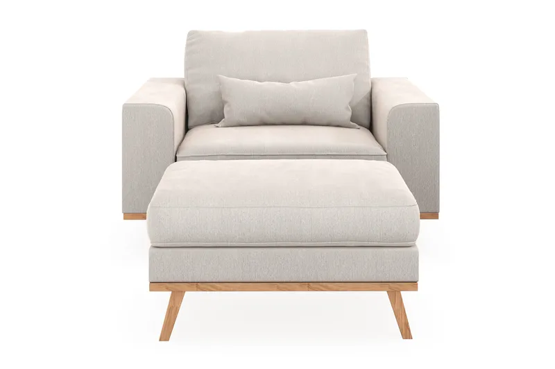 Copenhagen Lenestol med Fotskammel - Kremhvit - Møbler - Stoler - Lenestoler - Lenestol med fotskammel