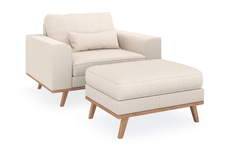 Copenhagen Lenestol med Fotskammel, Lysebeige