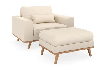 Copenhagen Lenestol med Fotskammel - Lysebeige - Møbler - Stoler - Lenestoler - Lenestol med fotskammel