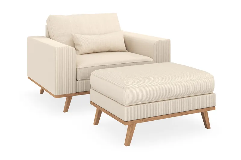 Copenhagen Lenestol med Fotskammel - Lysebeige - Møbler - Stoler - Lenestoler - Lenestol med fotskammel