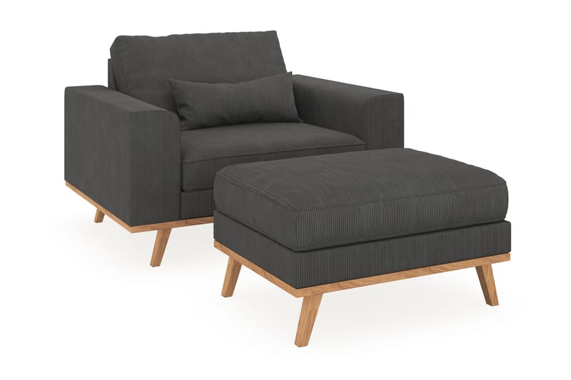 Copenhagen Lenestol med Fotskammel, Mørkegrå