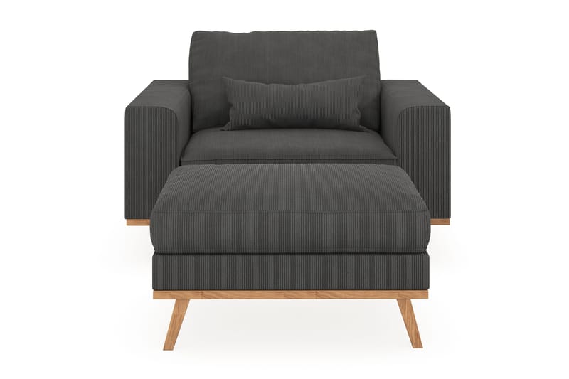 Copenhagen Lenestol med Fotskammel - Mørkegrå - Møbler - Stoler - Lenestoler