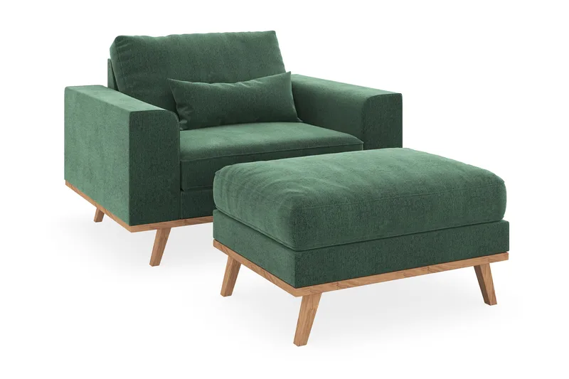 Copenhagen Lenestol med Fotskammel, Mørkegrønn