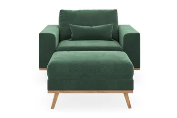 Copenhagen Lenestol med Fotskammel - Mørkegrønn - Møbler - Stoler - Lenestoler