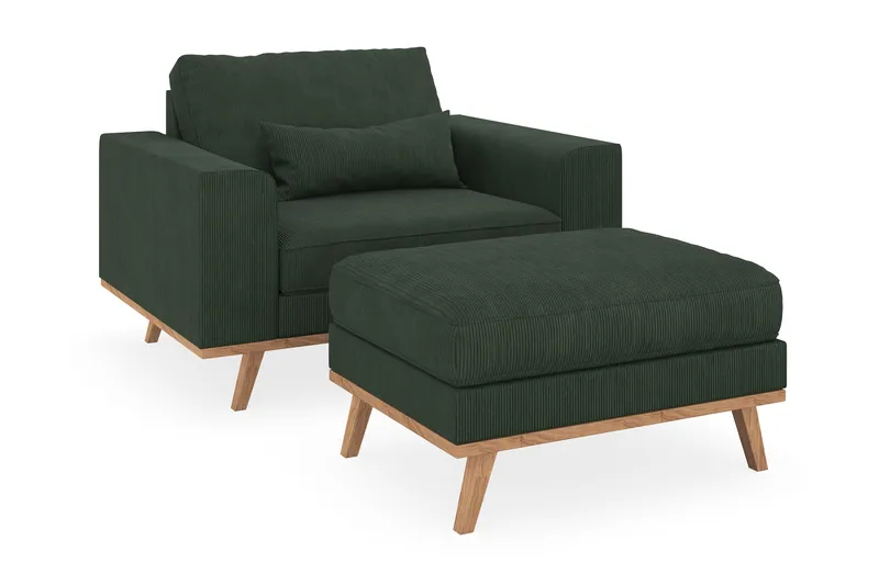 Copenhagen Liggelenestol med fotskammel, Mørkegrønn