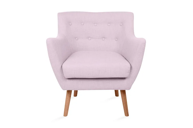 Drammen Rund Lenestol i Stoff med Trebein, Rosa