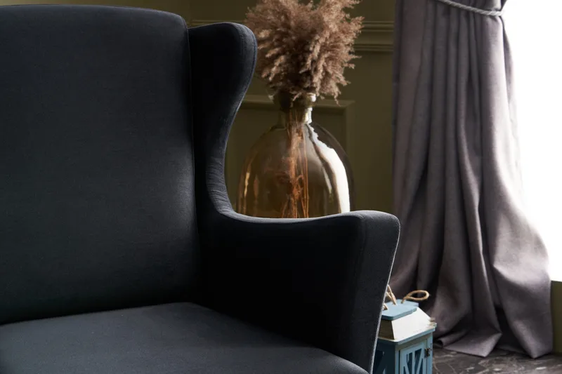 Edgara Lenestol - Fløyel/Antrasitt/Natur - Møbler - Stoler - Lenestoler - Fløyelslenestol