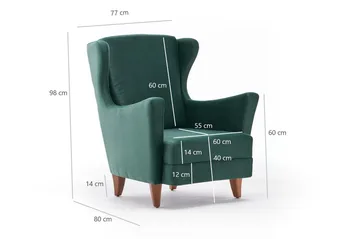 Edgara Lenestol - Fløyel/Grønn/Natur - Møbler - Stoler - Lenestoler - Fløyelslenestol