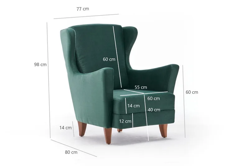 Edgara Lenestol - Fløyel/Grønn/Natur - Møbler - Stoler - Lenestoler - Fløyelslenestol
