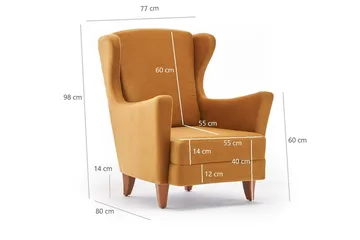 Edgara Lenestol - Fløyel/Guld/Natur - Møbler - Stoler - Lenestoler - Fløyelslenestol