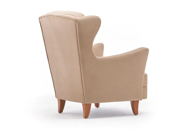 Edgara Lenestol - Fløyel/Kremhvit/Natur - Møbler - Stoler - Lenestoler - Fløyelslenestol