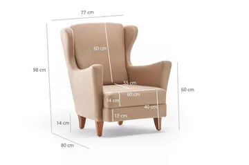 Edgara Lenestol - Fløyel/Kremhvit/Natur - Møbler - Stoler - Lenestoler - Fløyelslenestol