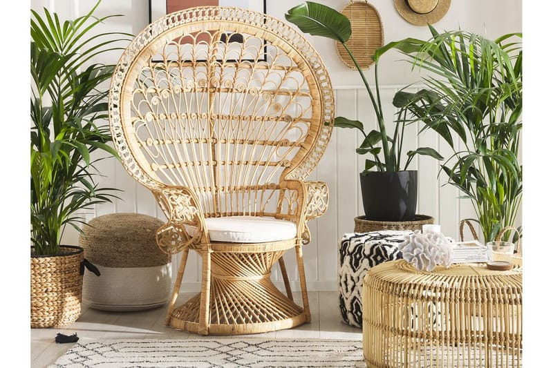 Emmanuelle Stol Påfugl - Rotting/Beige - Møbler - Stoler - Lenestoler