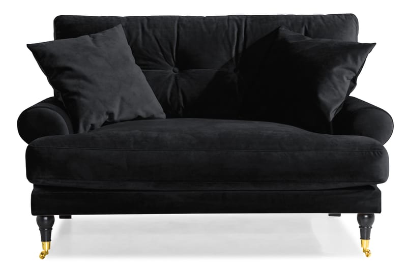 Andrew Loveseat Fløyel - Svart/Messing - Møbler - Stoler - Lenestoler - Fløyelslenestol