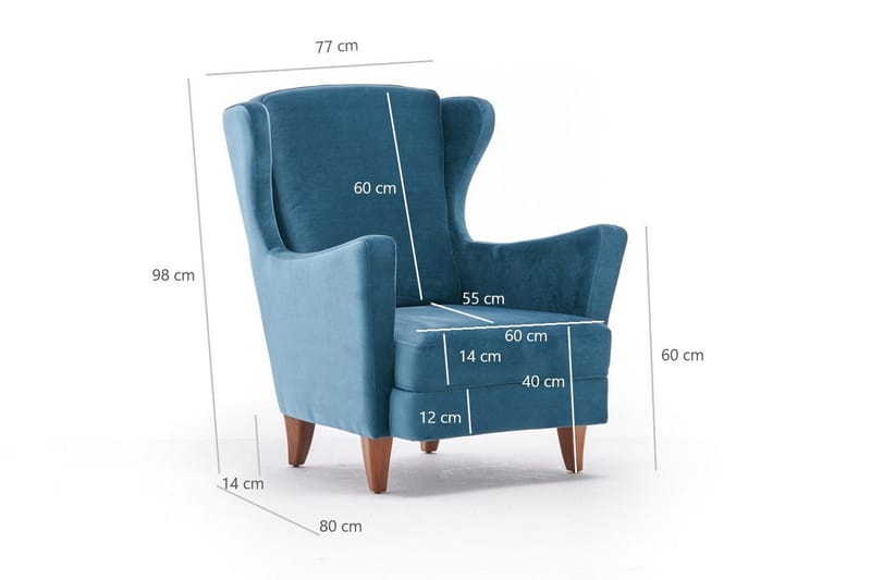 Edgara Lenestol - Fløyel/Turkis/Natur - Møbler - Stoler - Lenestoler - Fløyelslenestol