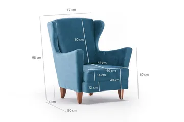 Edgara Lenestol - Fløyel/Turkis/Natur - Møbler - Stoler - Lenestoler