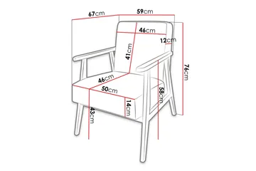 Retro Lenestol - Fløyel/Grå - Møbler - Stoler - Lenestoler - Fløyelslenestol