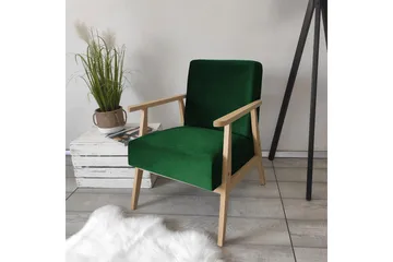 Retro Lenestol - Fløyel/Grønn - Møbler - Stoler - Lenestoler - Fløyelslenestol