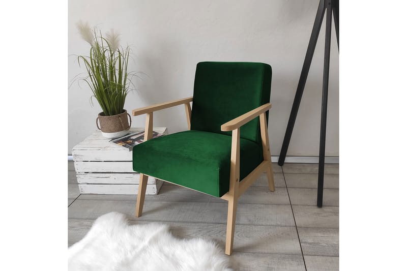 Retro Lenestol - Fløyel/Grønn - Møbler - Stoler - Lenestoler