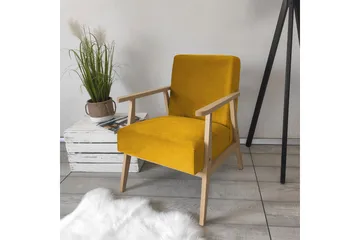 Retro Lenestol - Fløyel/Gul - Møbler - Stoler - Lenestoler - Fløyelslenestol