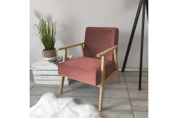 Retro Lenestol - Fløyel/Rosa - Møbler - Stoler - Lenestoler - Fløyelslenestol