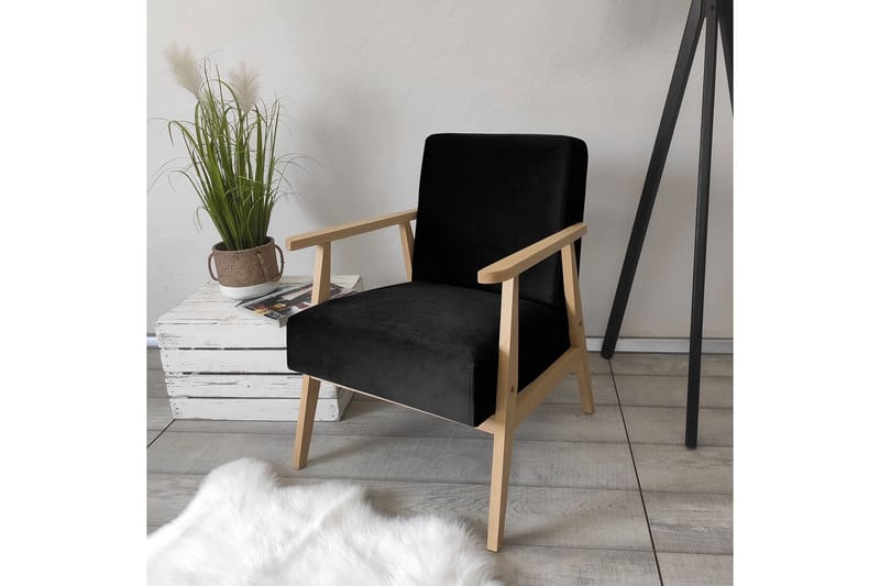 Retro Lenestol - Fløyel/Svart - Møbler - Stoler - Lenestoler