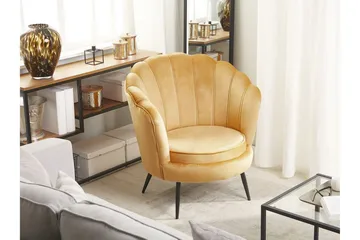 Sarannell Fløyelslenestol - Gul - Møbler - Stoler - Lenestoler - Fløyelslenestol