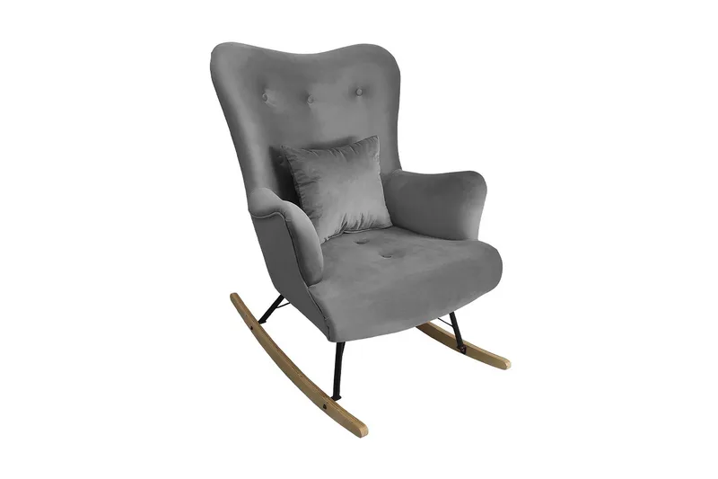 Skandynawski Lenestol, Fløyel/Grå