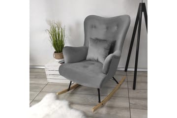 Skandynawski Lenestol - Fløyel/Grå - Møbler - Stoler - Lenestoler - Fløyelslenestol