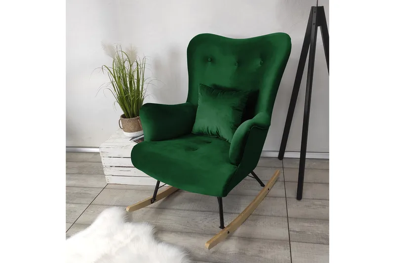 Skandynawski Lenestol - Fløyel/Grønn - Møbler - Stoler - Lenestoler - Fløyelslenestol